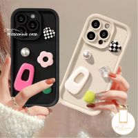 เคสกิ๊บติดผม DIY 3D สร้างสรรค์ของมิสคอนนี่ใช้ได้กับ IPhone 11 14 13 15 12 Pro Max XR 7Plus X 7 8 6S 6 Plus XS MAX SE 2020แฟชั่นกระดานหมากรุกตุ๊กตาดอกไม้ไข่มุกหัวใจเคสกันกระแทก