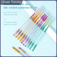 [Oliver Timmy] แปรงปัดขนตาแบบ2 In 1หัวแบบพกพาคู่12ชิ้นแปรงชุดแปรงแต่งหน้าสองด้าน Peralatan Rias แปรงเกลียวชุดแปรงแต่งหน้าแปลงแต่งมุมคิ้ว