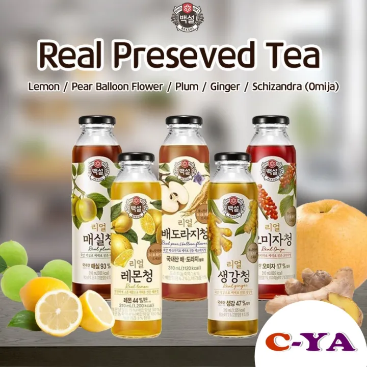 [Korea] CJ Beksul Real Preserved Tea 310ml (Lemon / Pear Balloon Flower ...