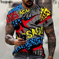 Mens T-shirt New Short Sleeve Graffiti T Shirt Summer 2021 Mens Clothing Casual    Letters Print Loose Tops T-shirt For Men