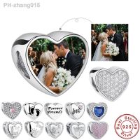 ELESHE 100 925 Sterling Silver Bead Charm Fit Original Bracelet DIY Custom Photo Crystal Heart Beads Jewelry Making