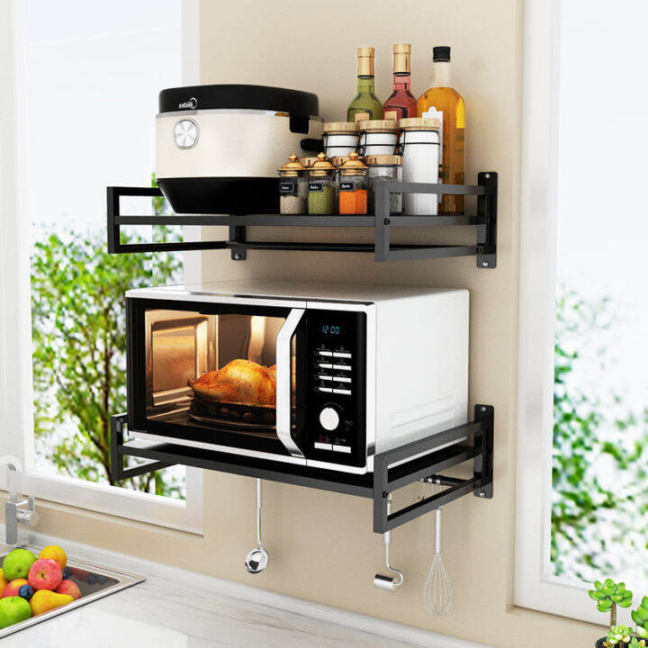 ☢㍿ Microwave oven kitchen shelf hanging multifunction oven wall