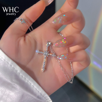 WHC Jewelry สร้อยคอพร้อมจี้ไขว้เพทายที่เป็นประกายสุดหรูสำหรับผู้หญิงเทรนด์การออกแบบ