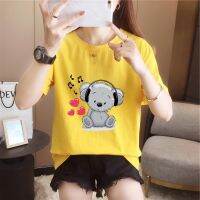 COD DSFERTRETRE Women T-Shirts Loose Koala Print Short Sleeve Top Crew Neck Harajuku Tee