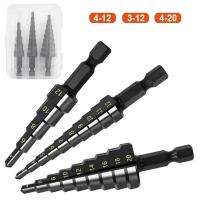 3PCS/SET 3-12MM HSS Cobalt Step Drill Bit Set Nitrogen High Speed Steel Spiral For Metal Cone Triangle Shank Hole Metal Drills Drills  Drivers