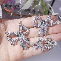 【lz】◐  Queenang-S925 Sterling Silver Butterfly Zircon Jewelry Set para mulheres charme luxo presente requintado moda novo 2023