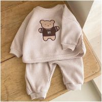 Autumn Spring Baby Boys Girls Clothes Sets Infant Bear Cartoon Pullover Top and Pant 2 Pieces Suit Kid Cotton Sweatshirt Outfits