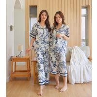 ชุดนอน Muslin pajamas  ชุดนอน  ซาติน Silk Satin ผ้านุ่มลื่น ใส่สบาย ( รุ่น N938,L938,T938)