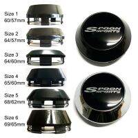 Style 4pc 60/64/65/68/69MM Spoon Sports Black Sticker Car Wheel Centre Sport Rim Cap Fit for Spoon Sports Wheel