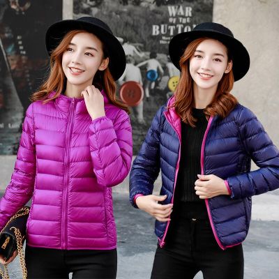 New Style Women Dual Wear Down Coat Lightweight Thin Plus Size Hooded Short Portable Puffer Jacket Women Outerwear JK-960