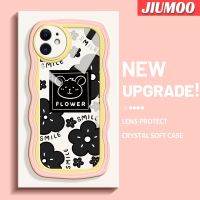 เคส JIUMOO สำหรับ iPhone 11 Pro 11 Pro Max กรอบ TPU ซิลิโคนแบบใสเคสมือถือลายดอกไม้สีดำกรอบป้องกันการกระแทกแบบนิ่มกรอบป้องกันหัวกล้องรวมทั้งหมด