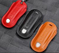 High Quality Car Genuine Leather Key Case Cover Holder For Porsche Macan 911 Panamera Cayenne 2018 2019 Replacement Accessories