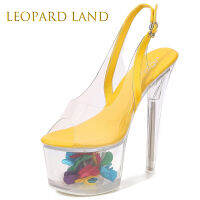 Leopard Land 181 Series 17ซม. ส้น7ซม. แพลตฟอร์ม Night Club ส้นหนารองเท้าส้นสูงรองเท้าแตะรถ Luminous ผู้หญิงส้นบาง