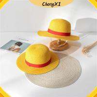 CHONGXI ปีกกว้าง ปานามา ขอบใหญ่ Fedora ผู้ชายผู้หญิง ชายหาด หมวกกันแดด ชิ้นเดียวค่ะ หมวกฟางลูฟี่ อุปกรณ์ต่อพ่วงอะนิเมะ