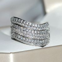 Wide Rings for Mosaic Wedding Engagement Couple Jewelry Bague Anillos Mujer