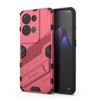 สำหรับ OPPO Reno8 Pro + Punk Armor 2 In 1 PC + TPU เคสโทรศัพท์กันกระแทกพร้อมที่วางที่มองไม่เห็น (สีแดงอ่อน)