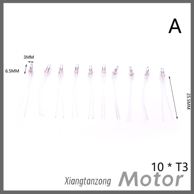 Xiangtanzong 10pcs Miniature Automobile Instrument Lamp 12V T3T4หลอดไฟหลอดไส้