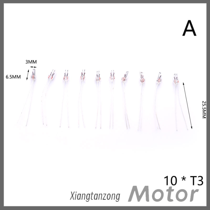 xiangtanzong-10pcs-miniature-automobile-instrument-lamp-12v-t3t4หลอดไฟหลอดไส้