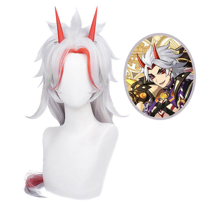 【YEZE】 Genshin dampak Arataki Itto Wig Cosplay alat peraga Wig Anime ...