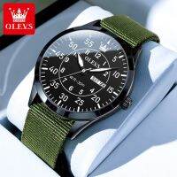 OLEVS Jam Tangan Lelaki Original Waterproof Quartz Movement Calendar Luminous Army Green Nylon Strap Business Leisure Sport Men Watch 9973 【BYUE】