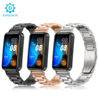 Kingzalin สายเหล็กสแตนเลสสำหรับ Huawei Band 8โลหะสามต้นสายข้อมือสำหรับเปลี่ยนสำหรับ Huawei Band8อุปกรณ์เสริม