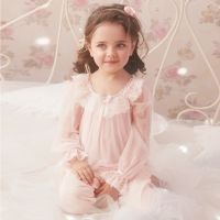 ✹♗ Children Girls Lolita Princess Pajama Sets.Long Sleeve Voile Tops Pants.Toddler Kid 39;s Pyjamas set.Courtly Style Sleep Loungewear