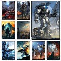 Vintage เกม Titanfall วิดีโอเกมผ้าใบตกแต่งโปสเตอร์ Room Bar Cafe Decor ของขวัญพิมพ์ Giant Titans Wall Art ภาพวาด New