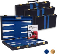 Get The Games Out Top Backgammon Set - Small 11" Travel Size Classic Board Game Case - Best Strategy &amp; Tip Guide (Blue, Small)