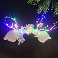 LED Light Up กระพริบดอกไม้ Angel Wings Luminous Headwear Reindeer Antlers Elk Deer Horn Headband งานแต่งงานฮาโลวีน Christmas