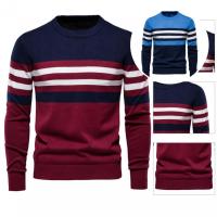 Men Sweater Elastic Cuff Crew Neck Anti-shrink Fit Winter Sweater Winter Sweater for Going Out