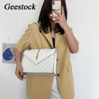 Geestock Womens Bags Chain Shoulder Bag 2022 New Fashion Woman PU Crossbody Bags Flap Rivet Lingge Top-Texture Messenger Bag