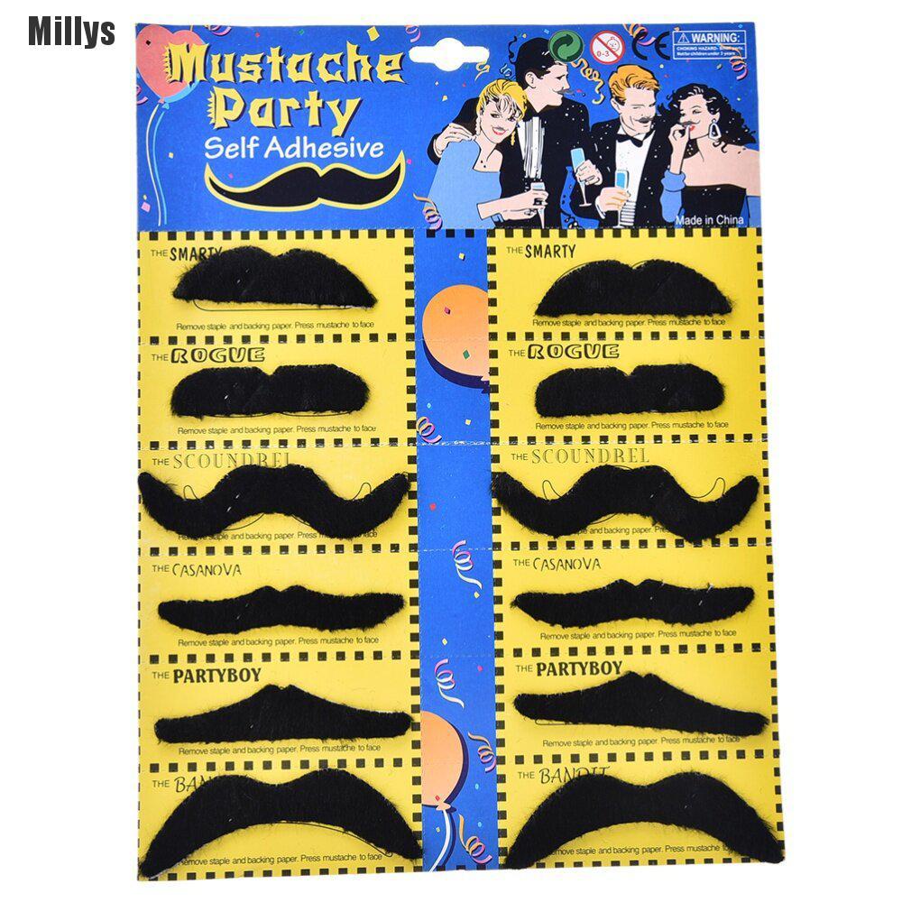 60 Pcs Fake Moustache Eyebrows Costume Novelty Mustaches for Party Masquerade Performance Multicolor Multi Styles Party Mustaches Self Adhesive 