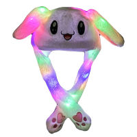 Kids Light Up Plush Animal Hat With Moving Ears Cartoon Rabbit Bunny Panda Led Glowing Earflap Cap Stuffed Toys