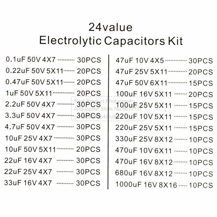 diy-electrolytic-capacitor-500ชิ้นล็อตกล่อง0-1uf-1000uf-24ค่าอลูมิเนียม-electrolytic-capacitors-assorted-kit-และเก็บ16-50v