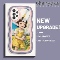 Chenyyka เคสปลอกสำหรับ Samsung กาแลคซี A72 4G A72 5G A73 5G ลายการ์ตูนเด็กผู้หญิงและสุนัขขอบกันกระแทกแบบใสนิ่มเคสมือถือโปร่งใสลายกล้องถ่ายรูปที่สร้างสรรค์เคสป้องกันซิลิกาเจล