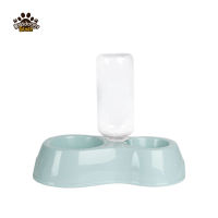 เครื่องจ่ายน้ำอัตโนมัติสำหรับสัตว์เลี้ยงพร้อมขวดน้ำดื่ม Dog Cat Double Bowl Water Fountain For Eating Drinking