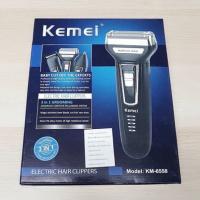 KEMEI KM-6558 KM6559 เครื่องโกนหนวดไฟฟ้าสีดำ ที่โกนหนวดไร้สาย มีดโกนหนวดไฟฟ้า BLACK Multi-functional 3in1 4.7