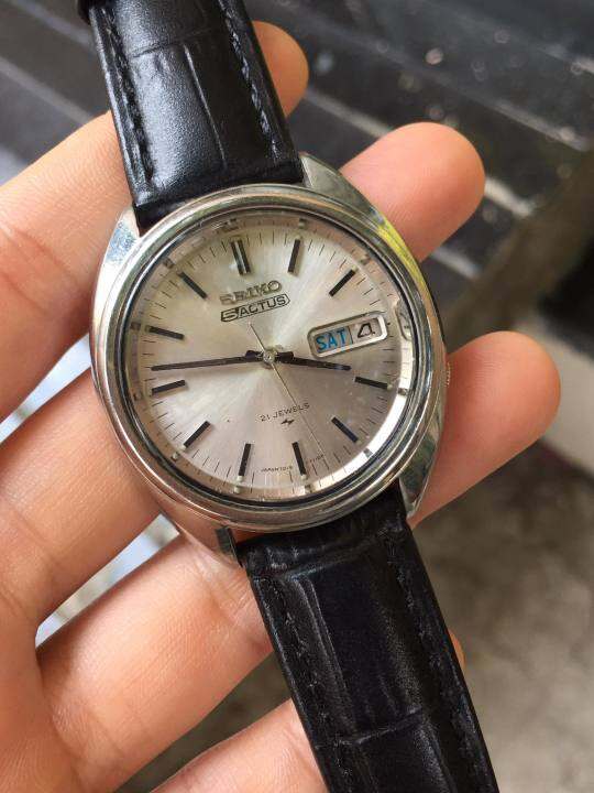 HCM]Đồng hồ nam Seiko 5Actus cơ automatic 21 jewels có lịch dây da màu đen  