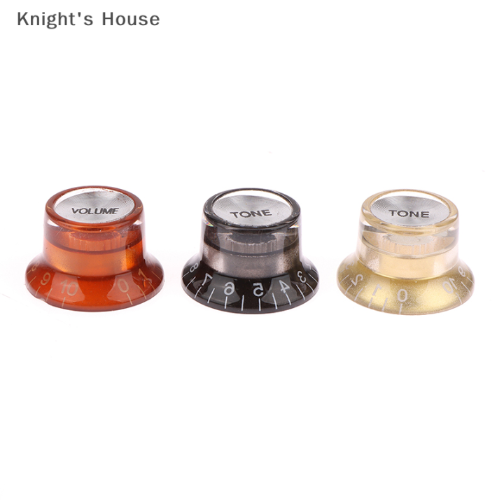 knights-house-ลูกบิดอะลูมิเนียมไฟฟ้า3โทนสีดำ-ลูกบิดควบคุมเสียง3เสียงสำหรับ-gibson-ชิ้นส่วนเครื่องดนตรี-gibson