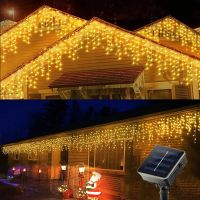 1pc LED outdoor solar ice strip light, 4m/13.1FT96LED 8 modes, solar waterproof string light, Christmas garden terrace courtyard