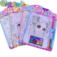 KiddoZone 4PCS เด็ก Make-Up ภาพวาด DIY เจ้าหญิงภาพวาดตกแต่งผนังสำเนาแต่งหน้าทำด้วยมือภาพวาด Graffiti