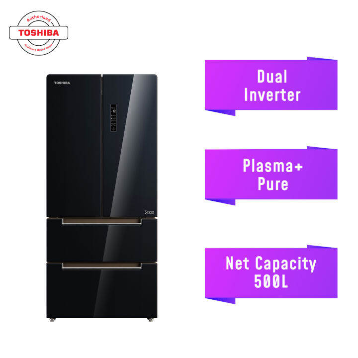 Toshiba GR-RF532WE-PGY(22) 582L French Door Dual Inverter Refrigerator ...