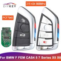 DIYKEY 315MHz 434MHz 868MHz For BMW 1 3 5 7 Series X1 X3 X5 X6 X7 FEM 4 Button Remote Key Fob ID49 PCF7945 Chip CAS4 CAS4