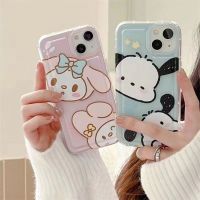 เคสโทรศัพท์ซิลิโคน TPU ใส แบบนิ่ม ลายสุนัข และกระต่าย สําหรับ IPhone 12 11 13 14 Pro Max 7 8 Plus X XS XR 6 6S SE 2020