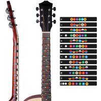 กีต้าร์ที่มีสีสัน Fretboard Note Decal ผู้เริ่มต้น Fingerboard สติกเกอร์ป้ายแผนที่ Frets Scale