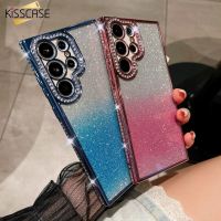 KISSCASE เคส S23Ultra Samsung ใสพลอยเทียมสีม่วงใสเคสสำหรับ Galaxy S23 S23พิเศษ + แว่นขยาย S22Ultra S23 S23Plus ป้องกันการตกเคสป้องกันกรอบหลังมือถือ TPU แบบนิ่ม