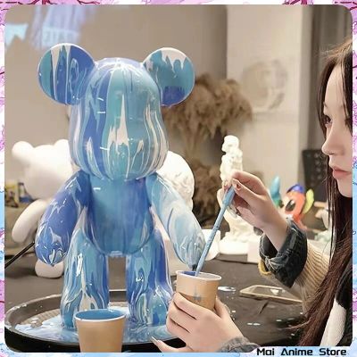 ZZOOI DIY Fluid Pigment Bear Figure Graffiti Vinyl Painting Violent Bear Anime Action Figures Figurine Creative Bearbrick Toys Gifts