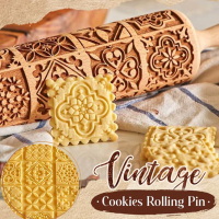 สไตล์จีน R คุกกี้ Rolling Pin ไม้เนื้อแข็ง Embossed Rolling Pin Window Grilles สไตล์ยุโรป Square ดอกไม้ Rolling Pin