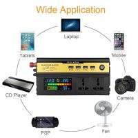 DELETERIOUS66DE1แปลงที่ชาร์จแบตในรถ5000W สูงสุดหม้อแปลงแปลงจอแสดงผลสมาร์ทซ็อกเก็ต4 USB 2เครื่องแปลงไฟรถ