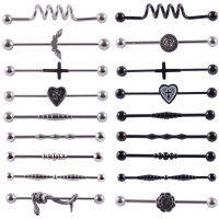 1Pcs ผ่าตัดเหล็กงูอุตสาหกรรม Barbell แหวนกระดูกอ่อนต่างหู Helix Body Piercing เครื่องประดับ Oreja แหวน1 12นิ้ว38Mm